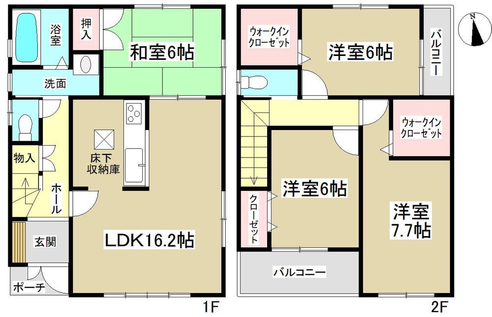 Floor plan. All room is a 6-quires more south-facing property! There is a convenient walk-in closet on the second floor 2 rooms. 