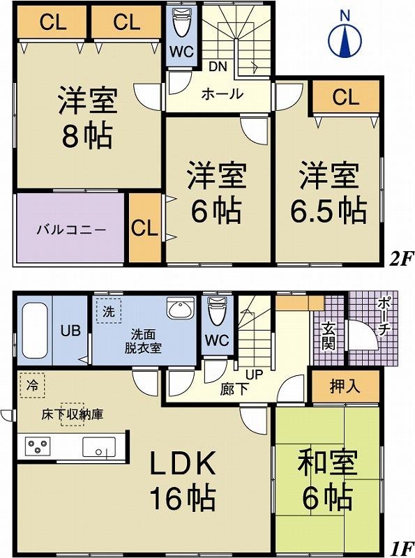 Floor plan. 25,800,000 yen, 4LDK, Land area 202.94 sq m , Building area 104.34 sq m