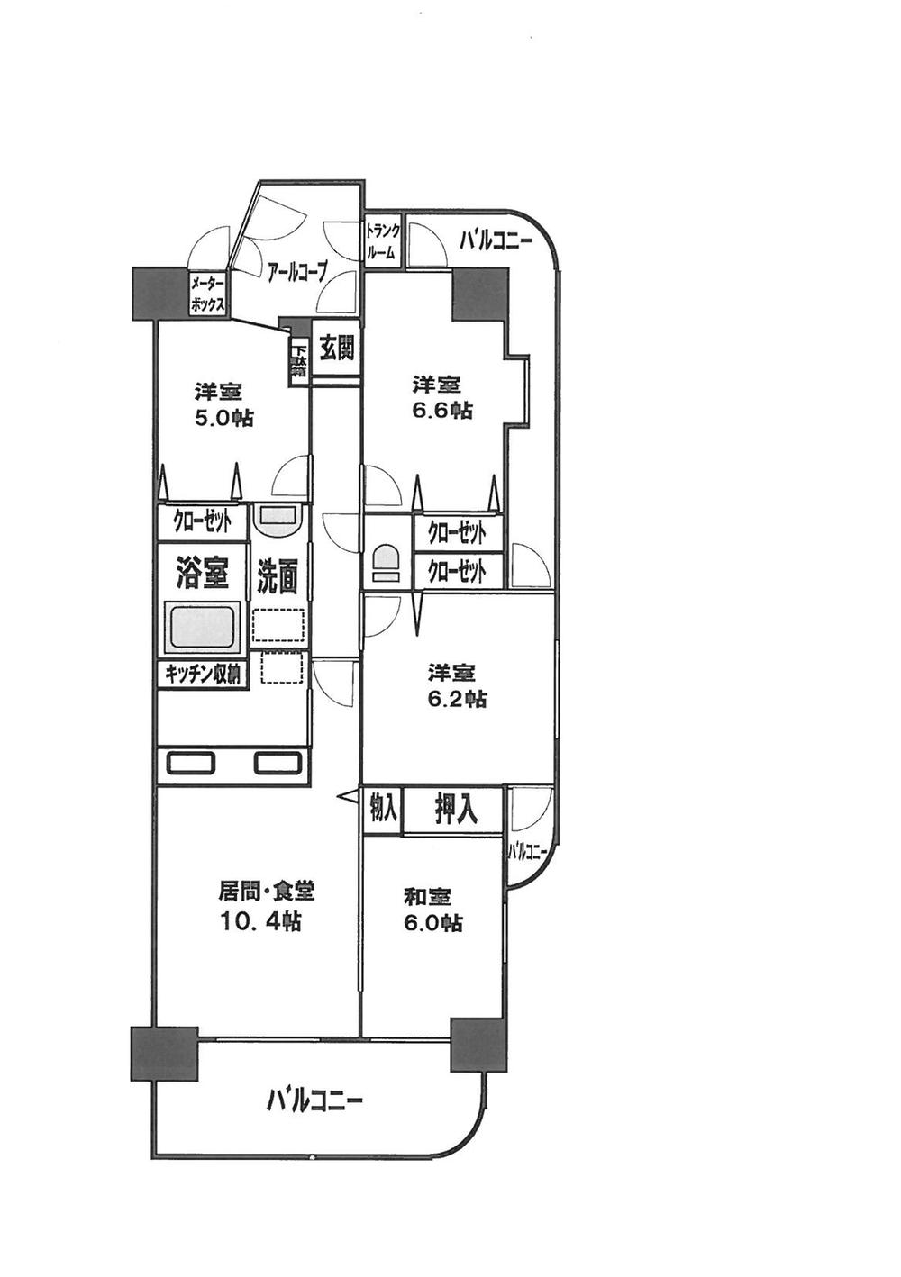 Floor plan. 4LDK, Price 19.9 million yen, Footprint 76.4 sq m , Balcony area 19.6 sq m