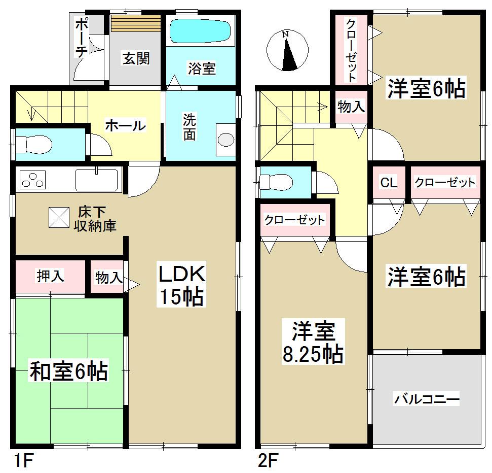 Floor plan. (Building 2), Price 30,800,000 yen, 4LDK, Land area 152.72 sq m , Building area 98.42 sq m