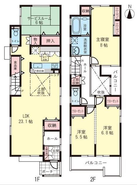 Floor plan. (West Wing), Price 32,800,000 yen, 4LDK, Land area 144.61 sq m , Building area 114.95 sq m