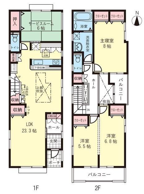 Floor plan. (East Building), Price 31,800,000 yen, 4LDK, Land area 140.47 sq m , Building area 116.12 sq m