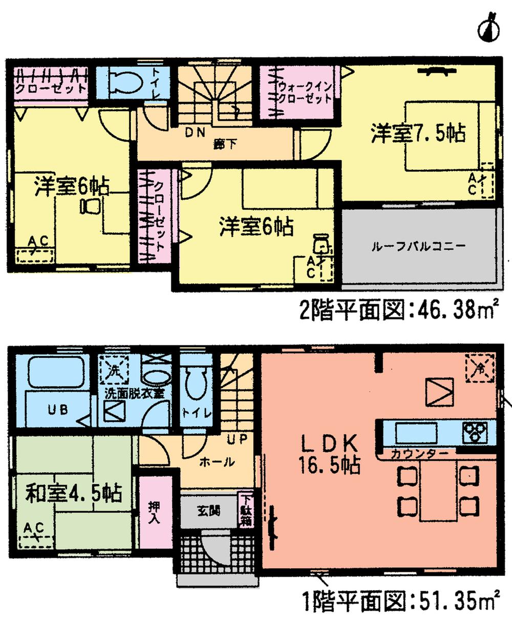 Floor plan. (3 Building), Price 24,800,000 yen, 4LDK, Land area 123.93 sq m , Building area 97.73 sq m