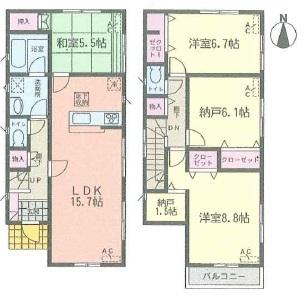 Floor plan. 22,900,000 yen, 4LDK+S, Land area 121.17 sq m , Building area 99.63 sq m