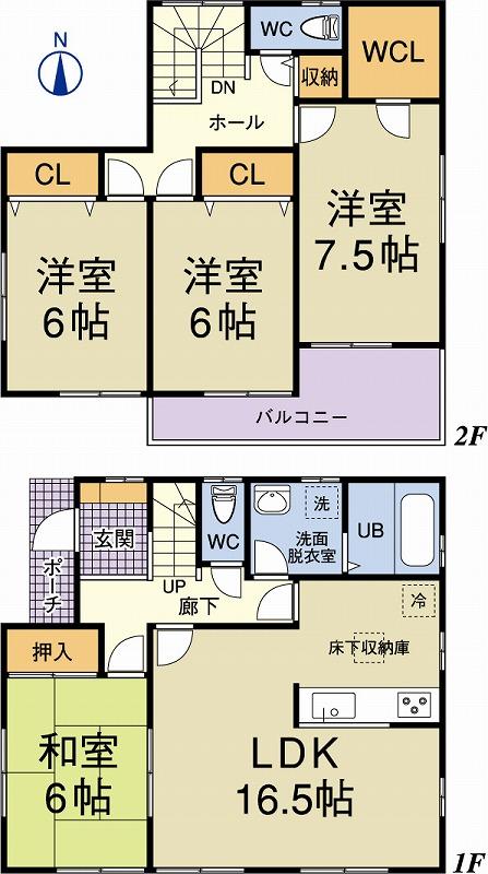 Floor plan. 25,800,000 yen, 4LDK, Land area 192.76 sq m , Building area 105.59 sq m