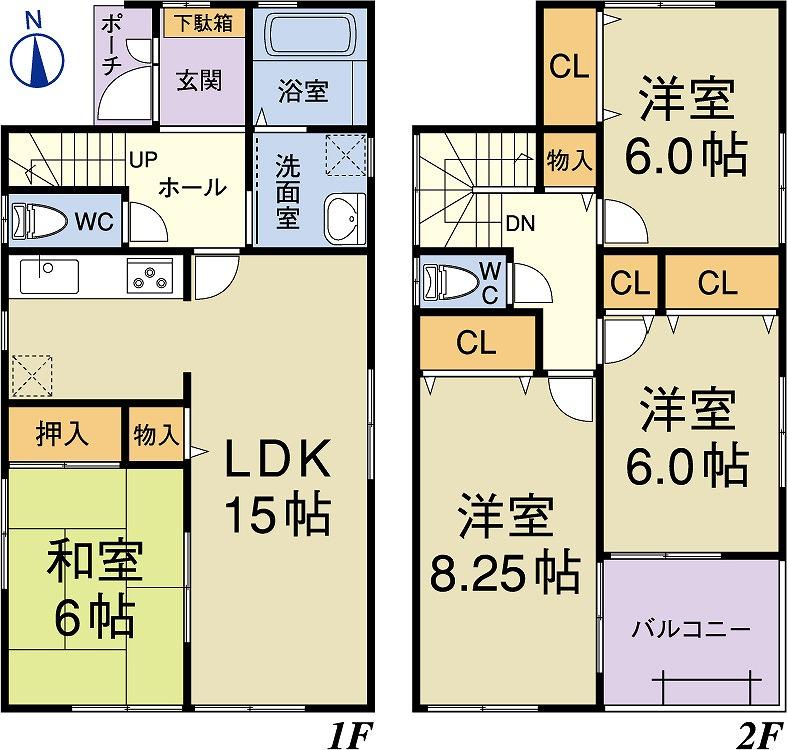 Floor plan. 28.8 million yen, 4LDK, Land area 152.72 sq m , Building area 98.42 sq m