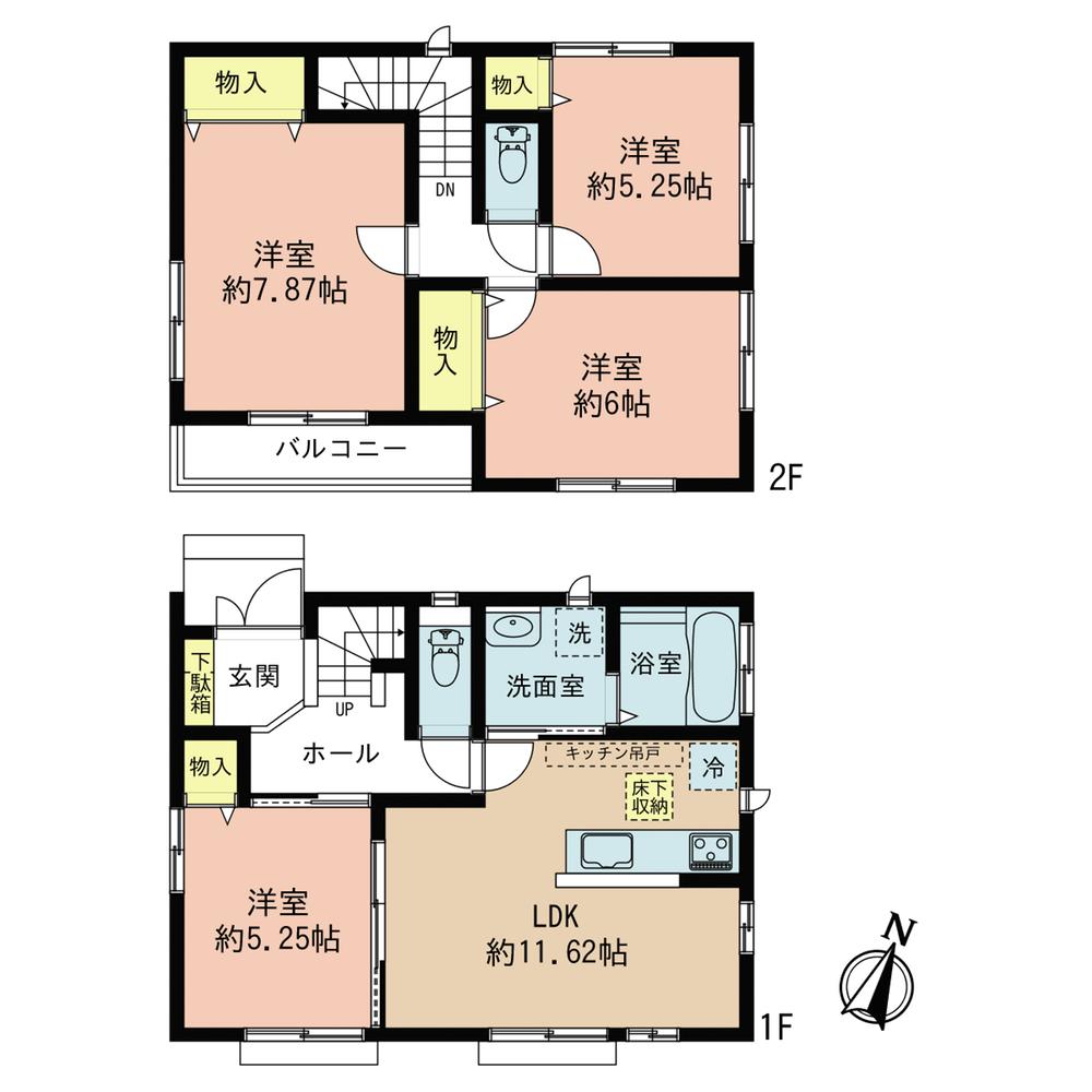 Floor plan. (D Building), Price 31,800,000 yen, 3LDK+S, Land area 121.51 sq m , Building area 86.96 sq m
