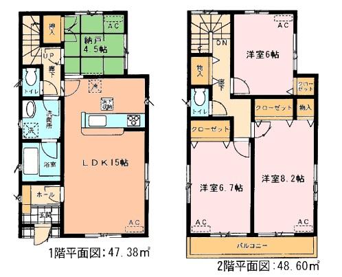 Floor plan. (4 Building), Price 29,900,000 yen, 3LDK+S, Land area 114.29 sq m , Building area 95.98 sq m