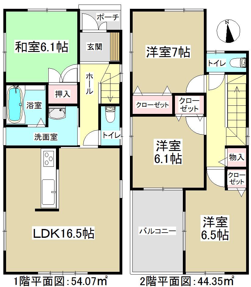 Floor plan. (1 Building), Price 36,800,000 yen, 4LDK, Land area 135.68 sq m , Building area 98.42 sq m