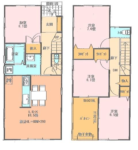 Floor plan. (1 Building), Price 36,800,000 yen, 4LDK, Land area 135.68 sq m , Building area 98.42 sq m