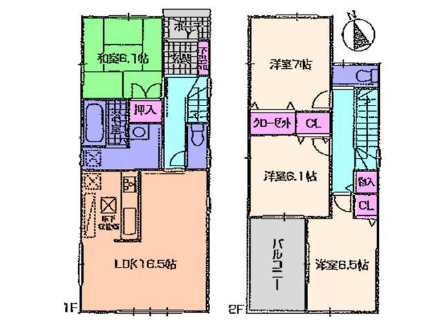 Floor plan. 35,800,000 yen, 4LDK, Land area 126.94 sq m , Building area 98.42 sq m