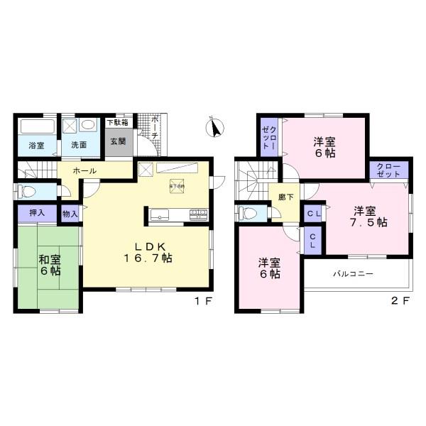 Floor plan. 32,800,000 yen, 4LDK, Land area 154.28 sq m , Building area 98.42 sq m