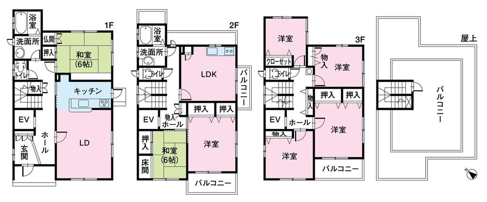 Floor plan. 55 million yen, 6LLDDKK, Land area 229.2 sq m , Building area 214.08 sq m floor plan