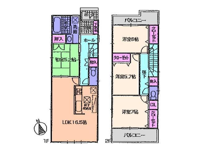 Floor plan. 33,800,000 yen, 4LDK, Land area 115.63 sq m , Building area 98.42 sq m