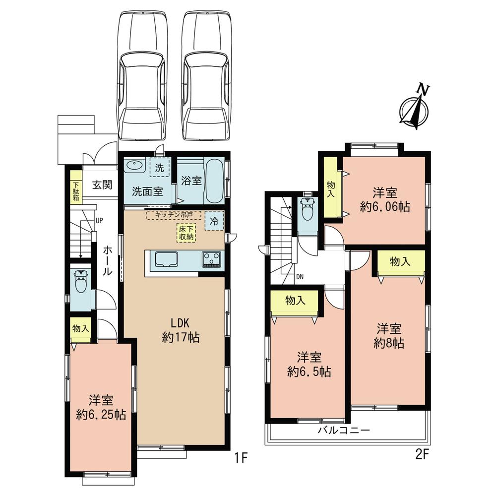 Floor plan. (B Building), Price 35,800,000 yen, 4LDK, Land area 125.42 sq m , Building area 101.86 sq m