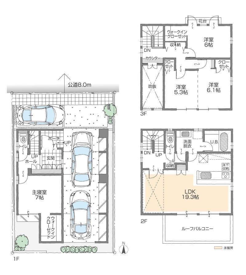 Floor plan. (D Building), Price 44,800,000 yen, 4LDK+S, Land area 107.87 sq m , Building area 152.11 sq m