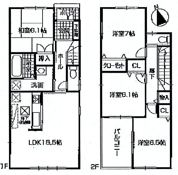 Floor plan. 36,800,000 yen, 4LDK, Land area 135.68 sq m , Building area 98.42 sq m