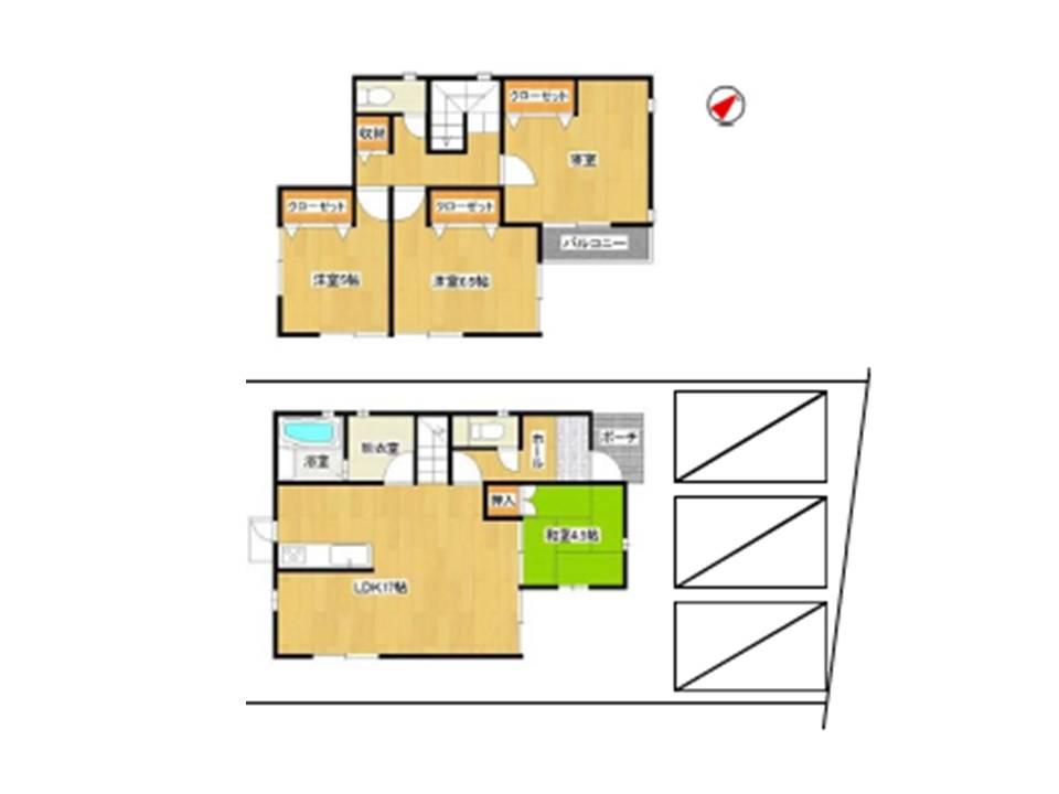 Floor plan. (Kariya metacarpal-cho, A), Price 40,880,000 yen, 4LDK, Land area 139.47 sq m , Building area 96.9 sq m