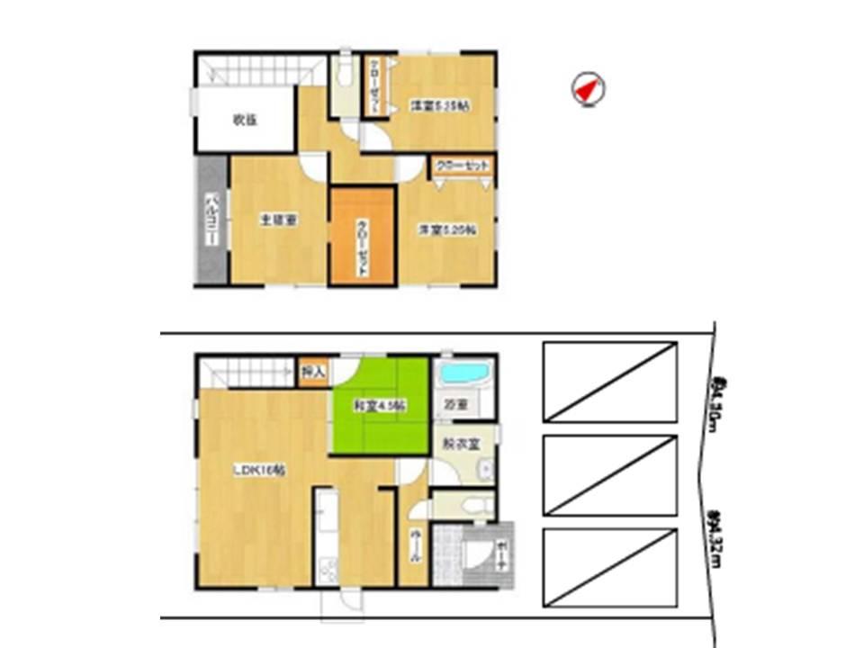 Floor plan. (Kariya metacarpal-cho B), Price 40,880,000 yen, 4LDK, Land area 139.47 sq m , Building area 94.41 sq m
