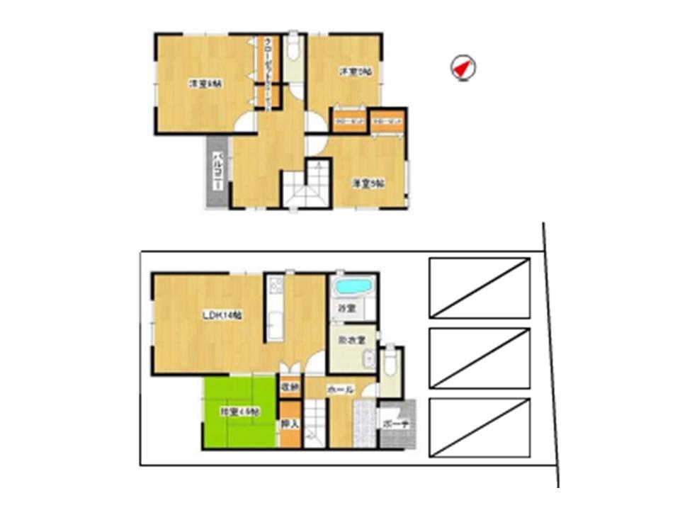 Floor plan. (Kariya metacarpal-cho, E), Price 40,880,000 yen, 4LDK, Land area 139.47 sq m , Building area 96.89 sq m
