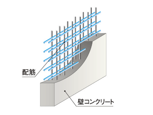 Building structure.  [Double reinforcement] floor ・ Rebar wall, With the exception of the site that are not needed on the structure endurance, All of a double distribution muscle assembled to double, Durability has been increased (conceptual diagram)