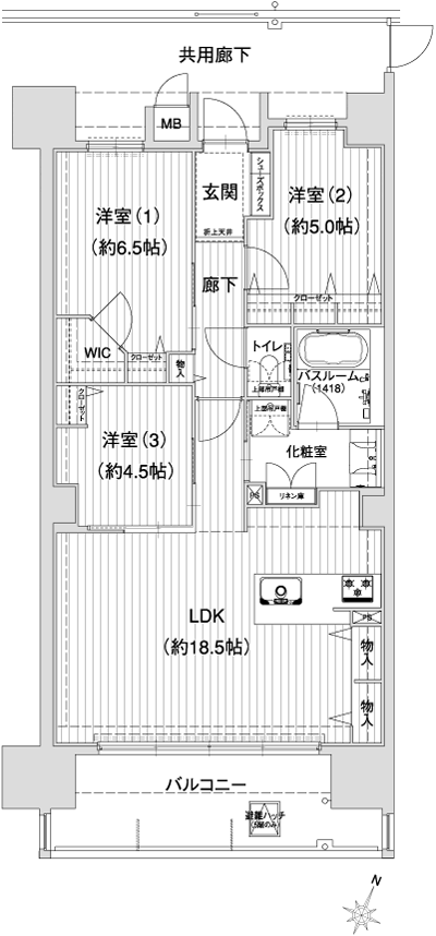 Floor: 3LDK + WIC, the occupied area: 77.56 sq m, Price: 27.2 million yen