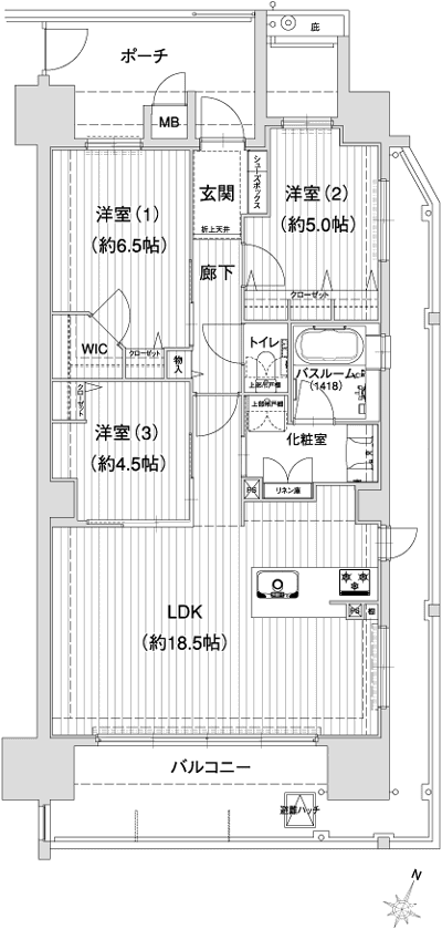 Floor: 3LDK + WIC, the occupied area: 77.56 sq m, Price: 29.4 million yen