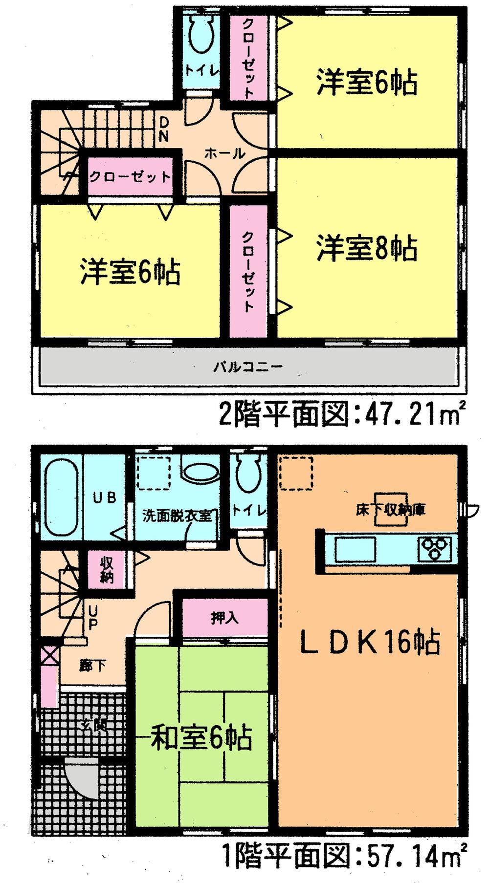 Floor plan. (Building 2), Price 33,800,000 yen, 4LDK, Land area 167.51 sq m , Building area 104.35 sq m