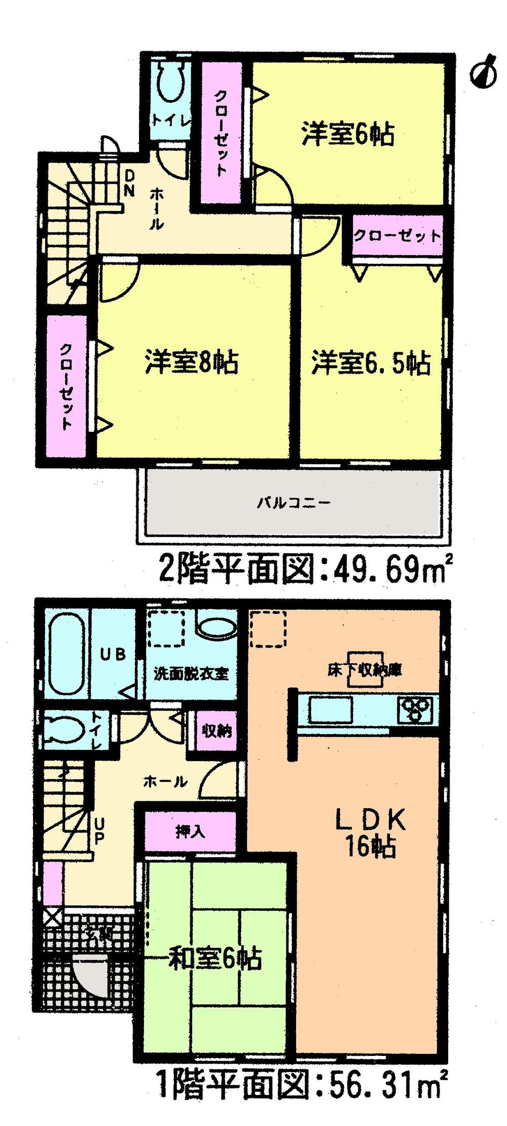 Floor plan. (8 Building), Price 37,800,000 yen, 4LDK, Land area 136.36 sq m , Building area 106 sq m