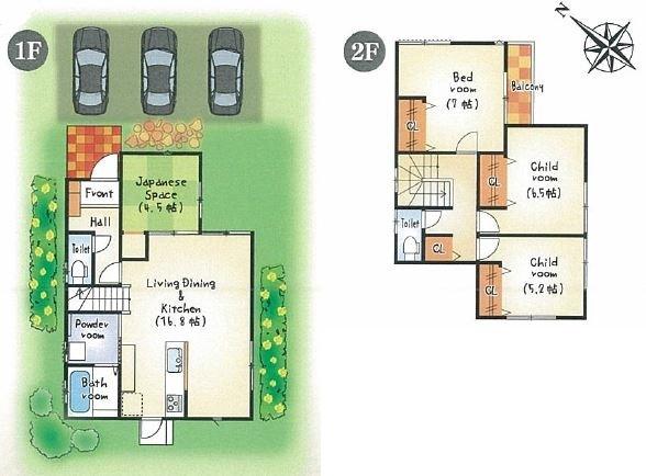Floor plan. (A Building), Price 40,880,000 yen, 4LDK, Land area 139.47 sq m , Building area 96.9 sq m