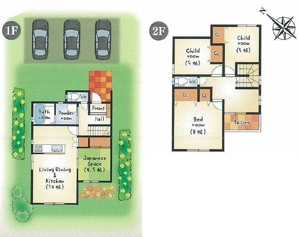 Floor plan. (E Building), Price 40,880,000 yen, 4LDK, Land area 139.47 sq m , Building area 96.89 sq m