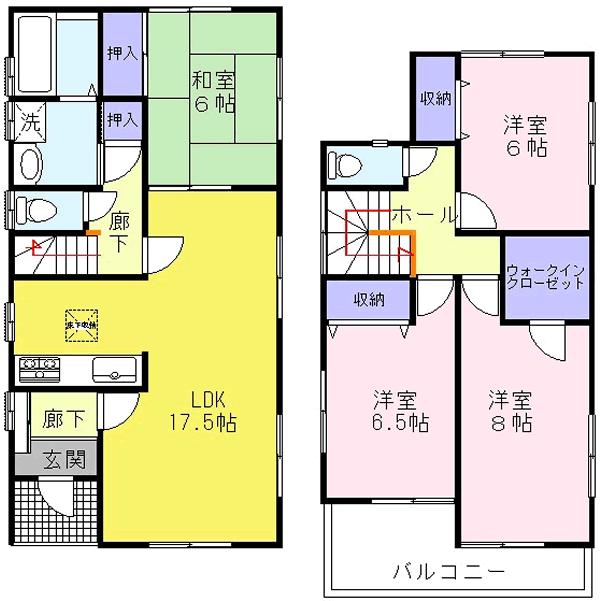 Floor plan. (No. 7), Price 32,800,000 yen, 4LDK+S, Land area 144.43 sq m , Building area 106 sq m