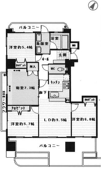 Floor plan. 4LDK, Price 5 million yen, Occupied area 81.04 sq m , Balcony area 28.48 sq m