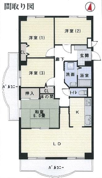 Floor plan. 4LDK, Price 6.8 million yen, Occupied area 81.18 sq m , Balcony area 13.4 sq m