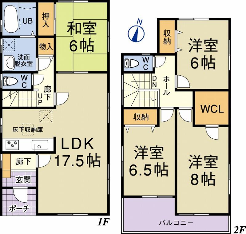 Floor plan. 32,800,000 yen, 4LDK, Land area 144.43 sq m , Building area 106 sq m