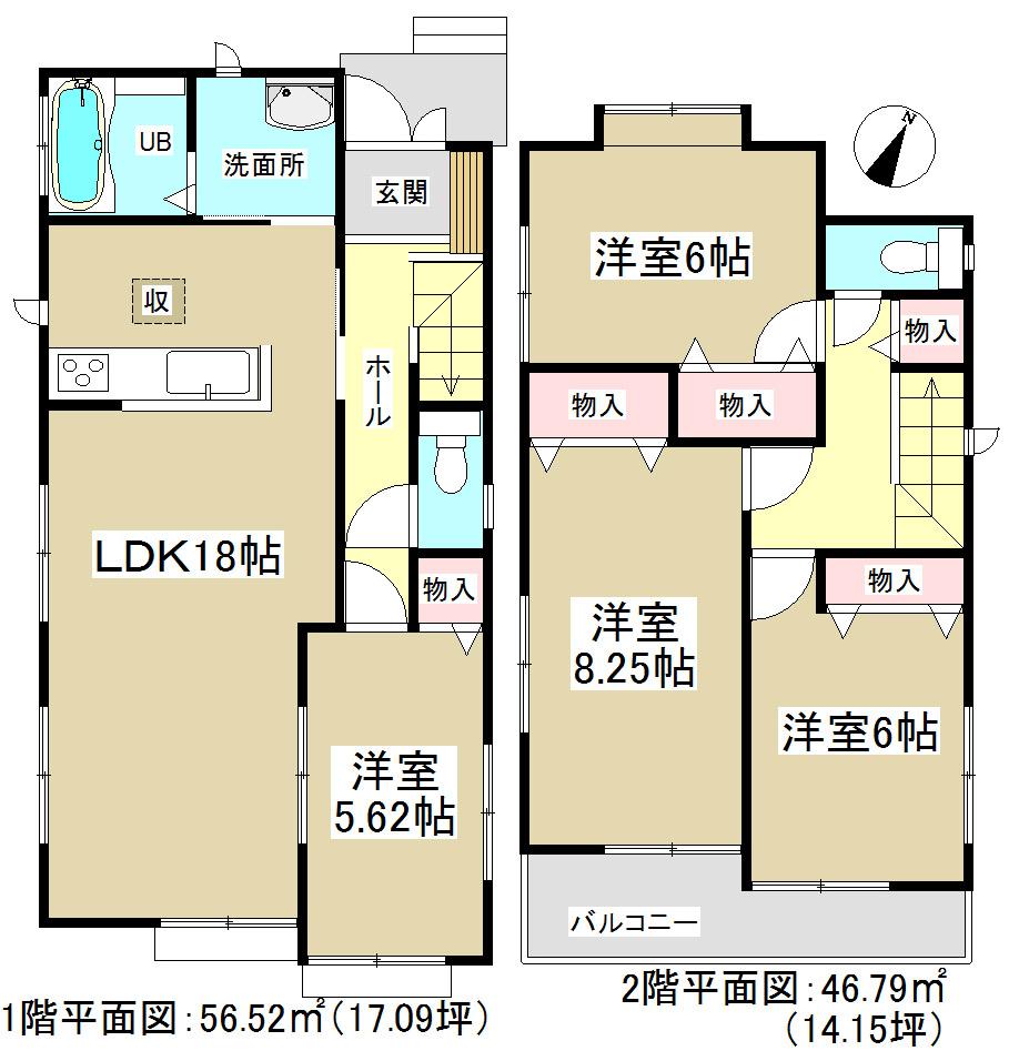Floor plan. (A Building), Price 35,800,000 yen, 4LDK, Land area 121.76 sq m , Building area 103.31 sq m