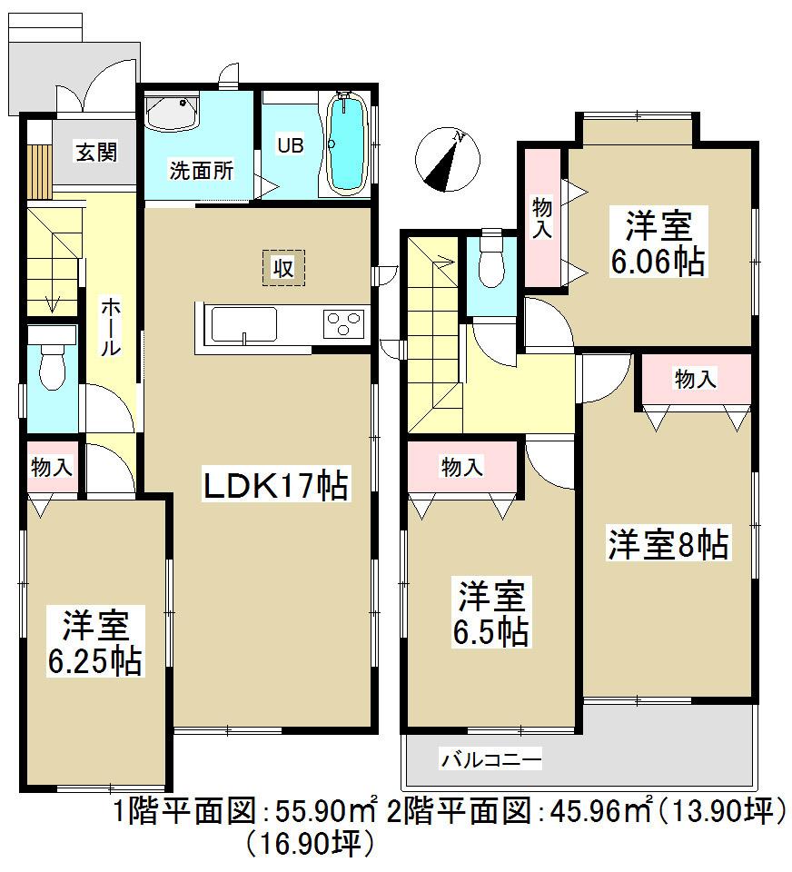 Floor plan. (B Building), Price 35,800,000 yen, 4LDK, Land area 125.47 sq m , Building area 101.86 sq m
