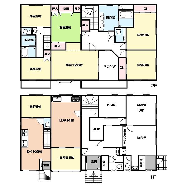 Floor plan. 65 million yen, 8LDDKK, Land area 362.24 sq m , Building area 281.42 sq m