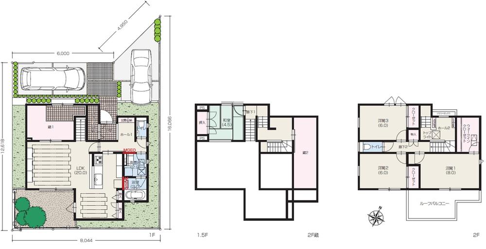 Floor plan. 48,600,000 yen, 4LDK + 3S (storeroom), Land area 146.51 sq m , Building area 123.57 sq m
