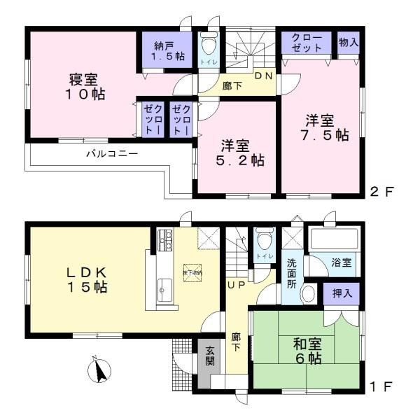 Floor plan. (1 Building), Price 27,900,000 yen, 4LDK, Land area 113.99 sq m , Building area 100.03 sq m