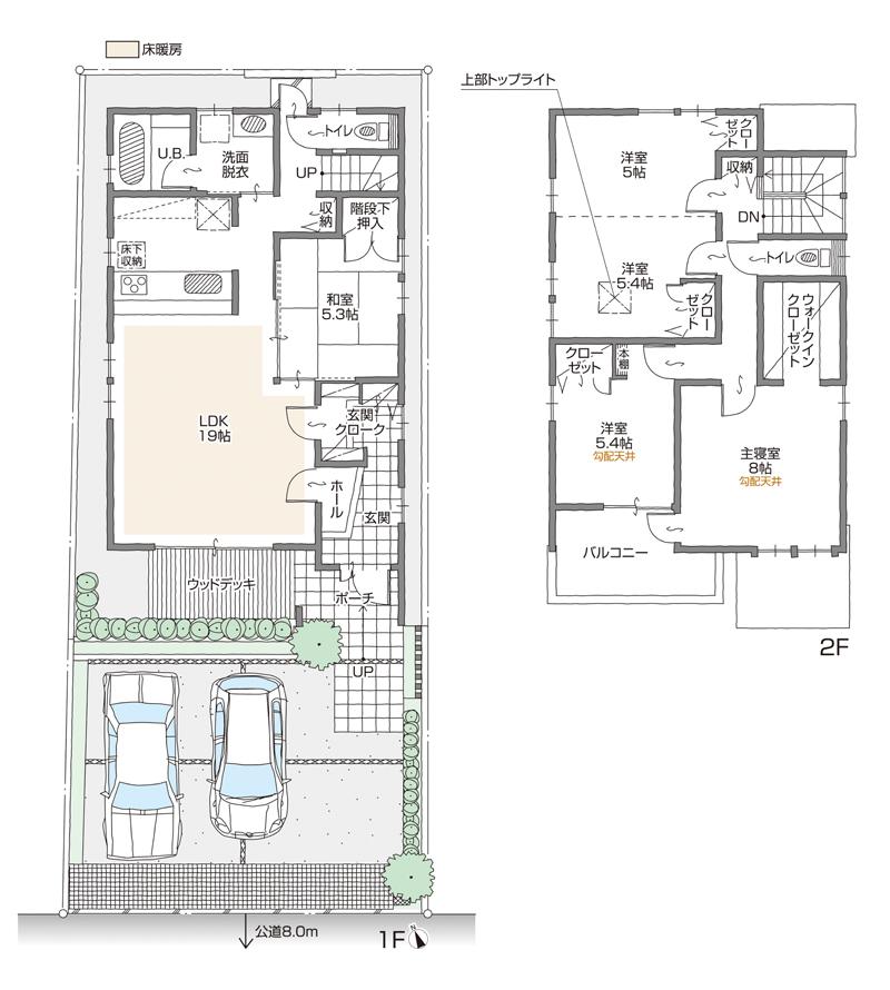 Floor plan. Price: 48,800,000 yen Floor: 5LDK + 2S land area: 144.96 sq m building area: 108.43 sq m