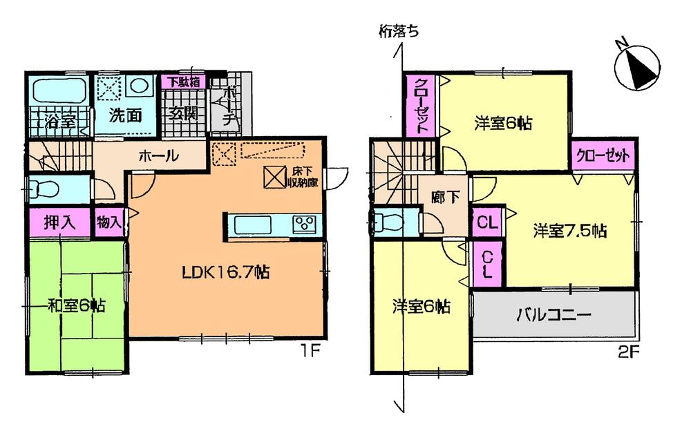 Floor plan. 32,800,000 yen, 4LDK, Land area 154.28 sq m , Building area 98.42 sq m floor plan All room 6 quires more