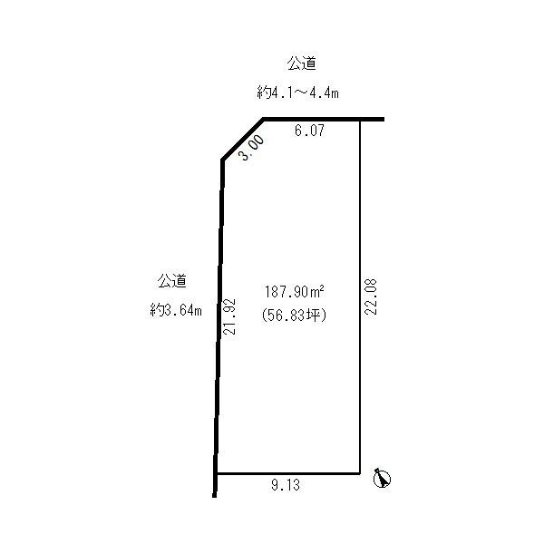 Compartment figure. Land price 13.8 million yen, Land area 187.17 sq m