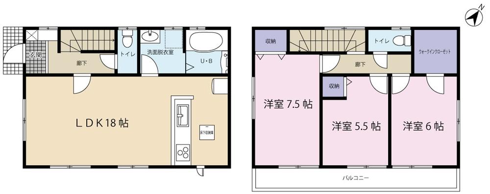 Floor plan. (1 Building), Price 33,800,000 yen, 3LDK, Land area 111.18 sq m , Building area 89.44 sq m