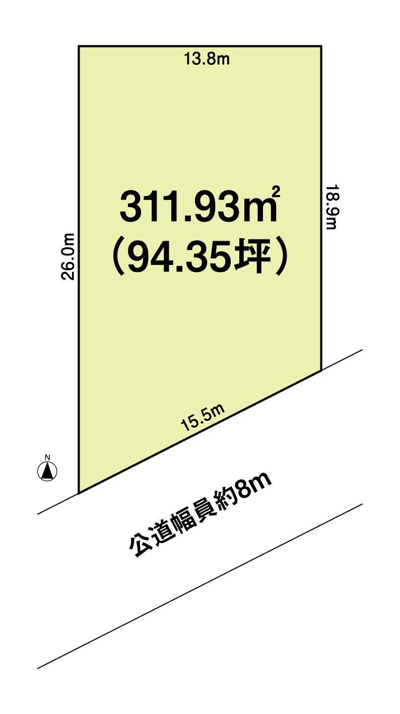 Compartment figure. Land price 59,800,000 yen, Land area 311.93 sq m