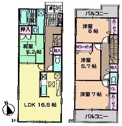 Floor plan. (4 Building), Price 33,800,000 yen, 4LDK, Land area 115.63 sq m , Building area 98.42 sq m