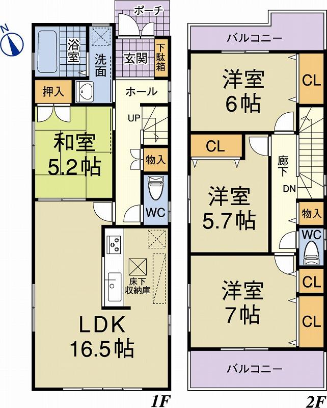 Floor plan. 33,800,000 yen, 4LDK, Land area 115.63 sq m , Building area 98.42 sq m