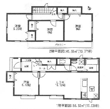 Floor plan. (1 Building), Price 25,800,000 yen, 4LDK, Land area 175.01 sq m , Building area 101.87 sq m