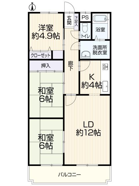 Floor plan. 3LDK, Price 10.8 million yen, Footprint 76.7 sq m , Balcony area 9.02 sq m