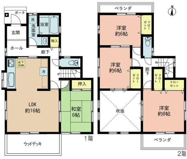 Floor plan. 24,800,000 yen, 4LDK, Land area 159.53 sq m , Building area 107.64 sq m